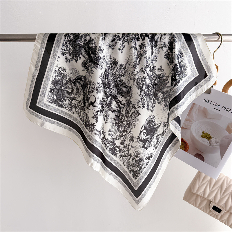Face Scarf Mask - Luxury Jungle Printed Scarves Women's Silk