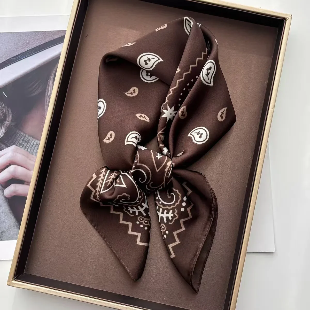 Face Scarf Mask - 1pcs Paisley Printed Square Scarf For