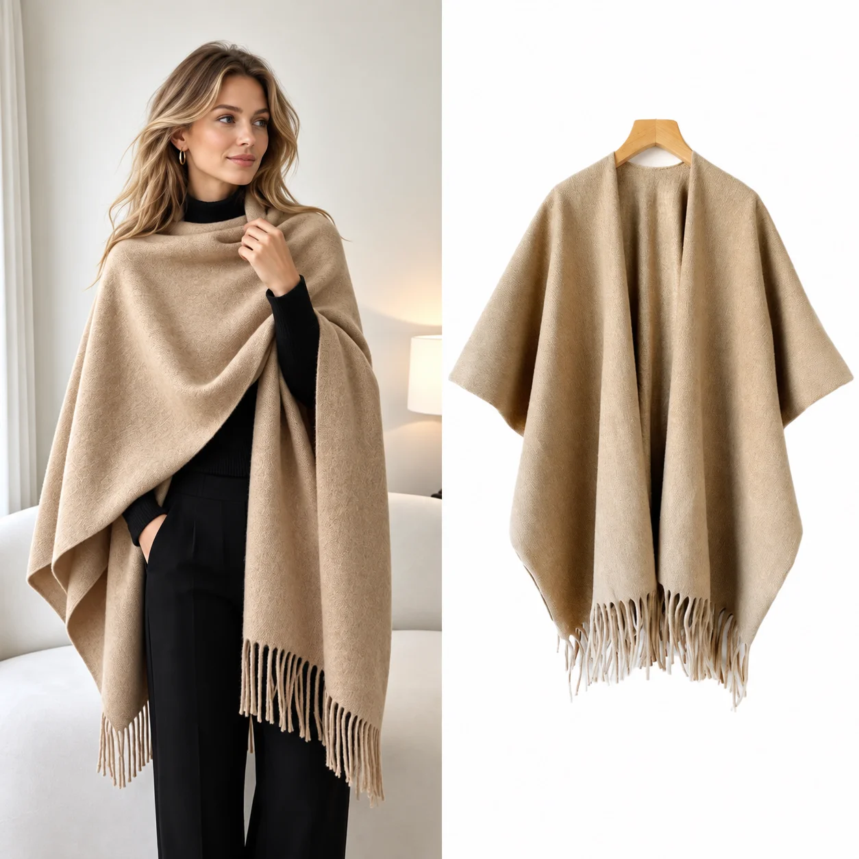 Winter Shawl Cape Womens Thick - Woven Scarf Blanket recension och pris