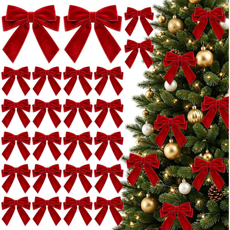 24Pcs Pre-Tied Red Velvet Bows - Bow Tie Pre Tied recension och pris